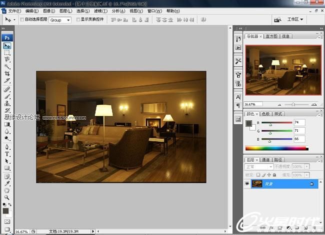 3D MAX实例教程：欧式客厅夜景渲染解析,PS教程,思缘教程网