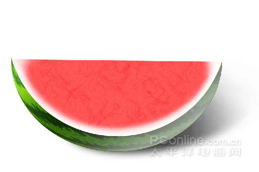 Photoshop鼠绘教程：教你绘制逼真可口的西瓜_中国教程网