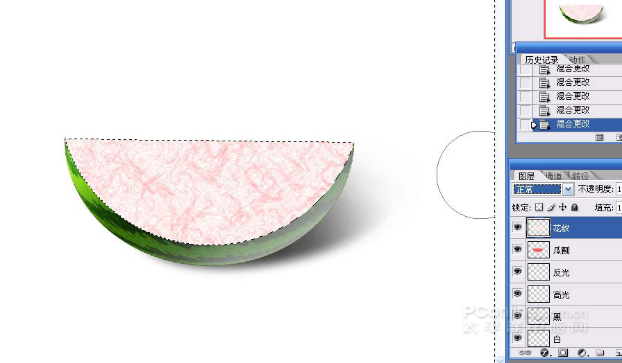 Photoshop鼠绘教程：教你绘制逼真可口的西瓜_中国教程网