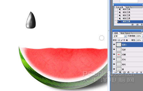 Photoshop鼠绘教程：教你绘制逼真可口的西瓜_中国教程网
