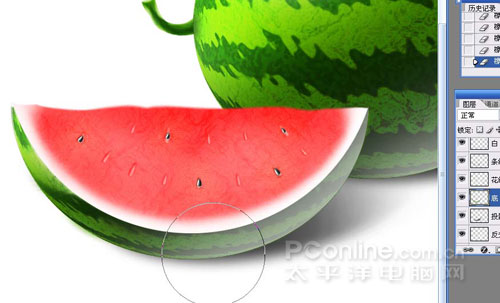 Photoshop鼠绘教程：教你绘制逼真可口的西瓜_中国教程网