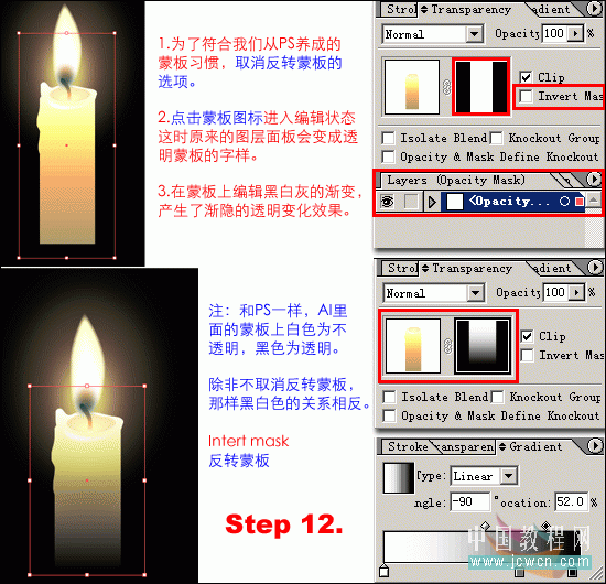 Illustrator 10鼠绘教程：点燃希望的蜡烛绘制流程_中国教程网