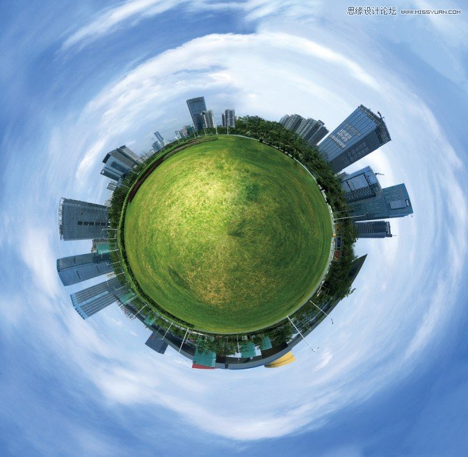 Photoshop打造360°地球仪极坐标全景景观,PS教程,思缘教程网