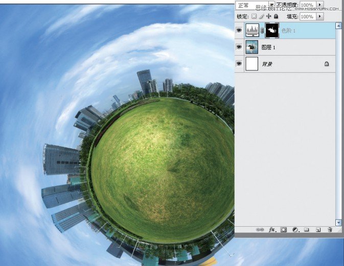 Photoshop打造360°地球仪极坐标全景景观,PS教程,思缘教程网