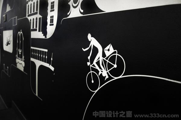 黑白配 手绘风咖啡馆室内设计