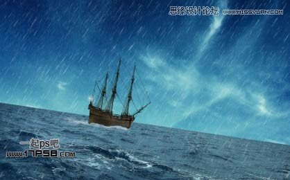 Photoshop合成飞龙火烧海上商船壁纸,PS教程,思缘教程网