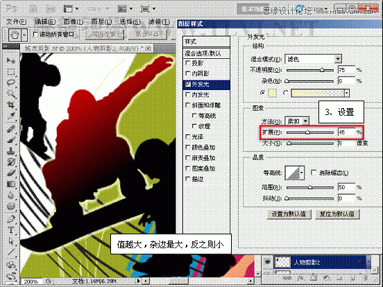 Photoshop基础教程：解析外发光和内发光命令,PS教程,思缘教程网