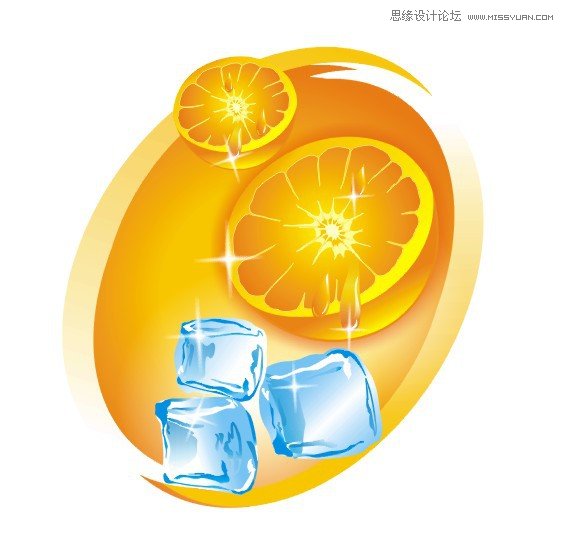 CorelDRAW实例教程：绘制质感的橙子和冰块