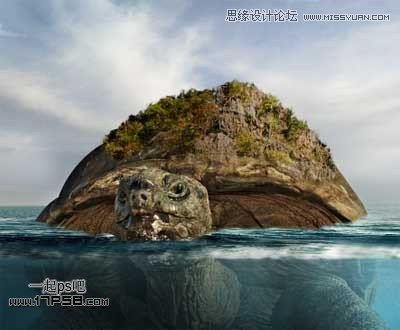 Photoshop创意合成乌龟海岛,PS教程,思缘教程网