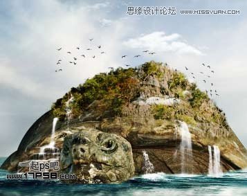Photoshop创意合成乌龟海岛,PS教程,思缘教程网