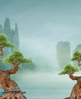 Photoshop合成迷雾江面泛舟的奇幻场景,PS教程,思缘教程网