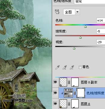Photoshop合成迷雾江面泛舟的奇幻场景,PS教程,思缘教程网