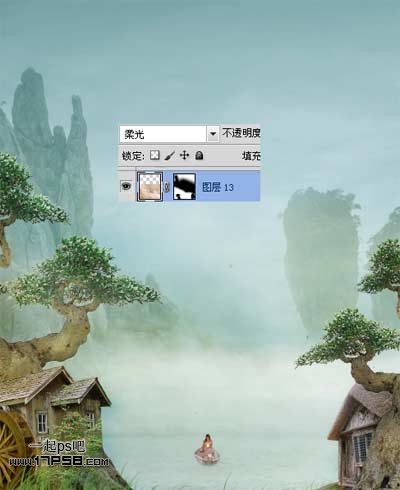 Photoshop合成迷雾江面泛舟的奇幻场景,PS教程,思缘教程网