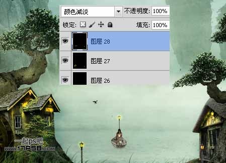 Photoshop合成迷雾江面泛舟的奇幻场景,PS教程,思缘教程网