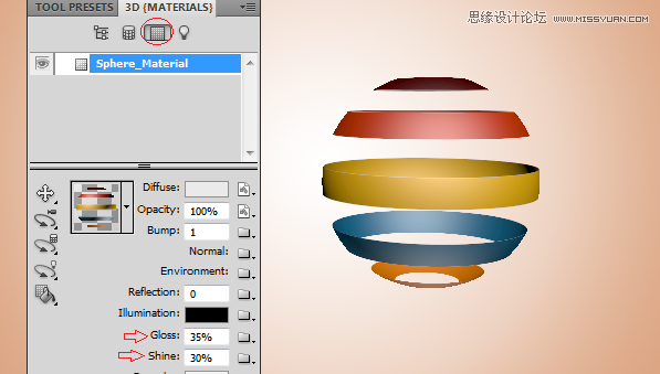 Photoshop3D功能制作立体效果的彩球,PS教程,思缘教程网