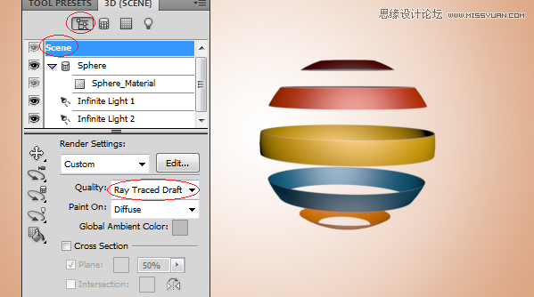 Photoshop3D功能制作立体效果的彩球,PS教程,思缘教程网