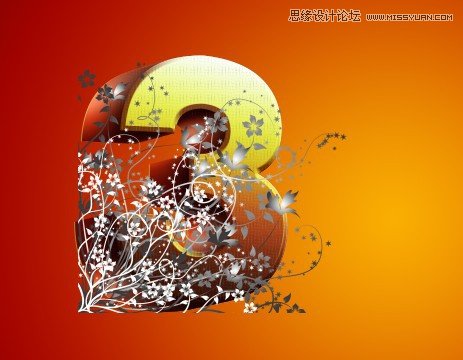 Photoshop制作立体质感3D花纹字效果,PS教程,思缘教程网