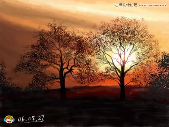 Photoshop与手绘板打造美丽晚霞风景图,PS教程,思缘教程网