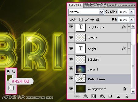 Photoshop制作梦幻光线效果的霓虹字,PS教程,思缘教程网