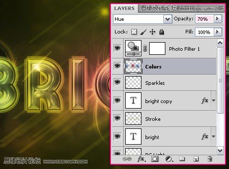 Photoshop制作梦幻光线效果的霓虹字,PS教程,思缘教程网