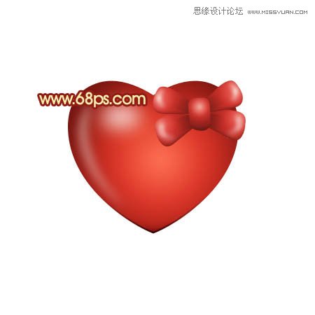Photoshop绘制带有蝴蝶结的立体心形,PS教程,思缘教程网